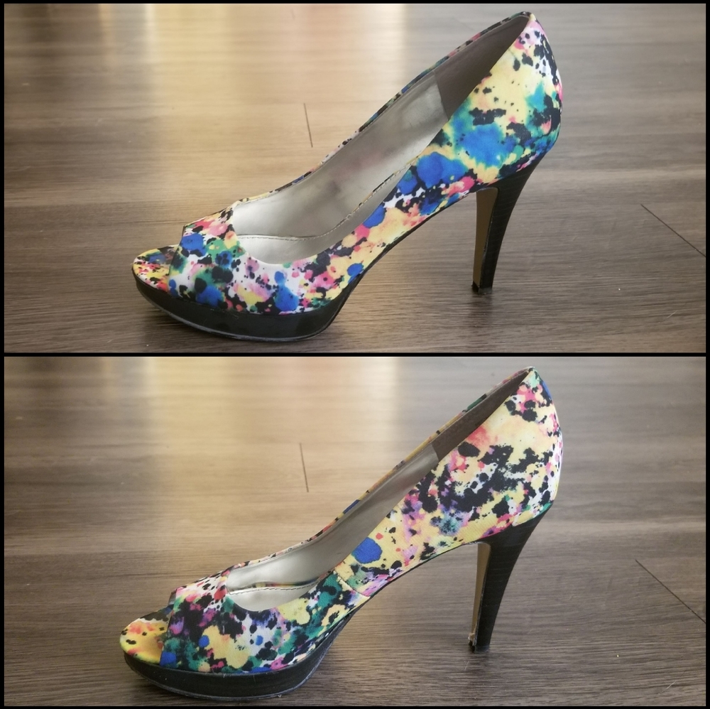 Paint Splatter Peeptoe Shoes - Picture 5 of 10